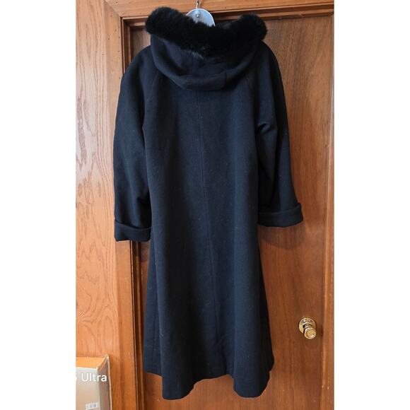 EUC vintage 80s 90s Donnybrook, fur trimmed hood, aline wool coat sz 12p - Picture 6 of 6